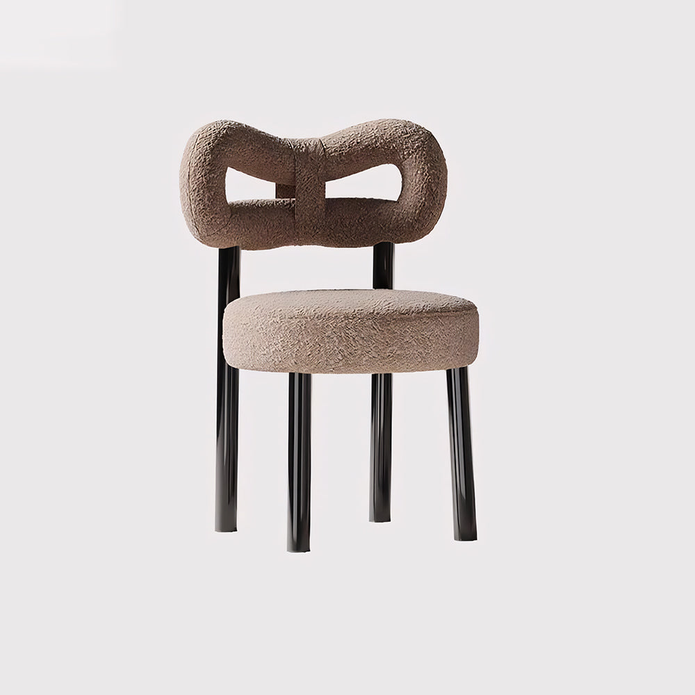 Modern Bouclé Dining Chair with Sculptural Open Backrest 1 Piece