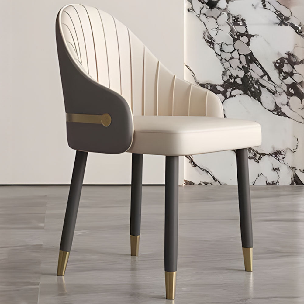 Set of 2 Modern Luxury Dining Chairs with Curved Backrest and Dual-Tone Upholstery