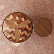 Modern Round Nesting Coffee Table Set Artistic Wood Grain Accent Tea Table