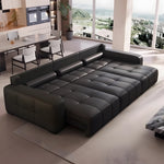 Load image into Gallery viewer, 130.7'' Modern Power Reclining Sectional Sofa Black Genuine Leather Deep Seat Electric Lounge Sofa with Chaise
