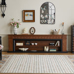 Load image into Gallery viewer, Modern Walnut TV Stand with Fluted Detail and Open Storage Shelf
