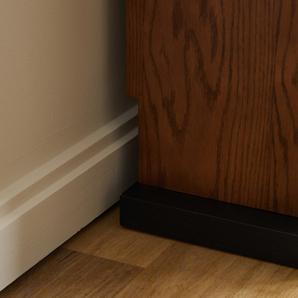 Modern Walnut TV Stand with Fluted Detail and Open Storage Shelf