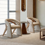 Load image into Gallery viewer, Modern Sculptural Accent Chair Upholstered Fabric with Solid Wood Frame Curved Artistic Design 1 Piece
