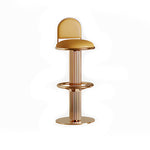 Load image into Gallery viewer, Modern Luxury Gold Swivel Bar Stool with Upholstered Seat and Fluted Pedestal Base 1 Piece
