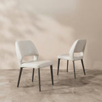Load image into Gallery viewer, Modern Upholstered Dining Chair Minimalist Open Back Soft Seat Accent Chair with Metal Legs
