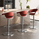 Load image into Gallery viewer, Modern Adjustable Swivel Bar Stool PU Leather Upholstered Counter Height Bar Chair with Stainless Steel Base 1 Piece
