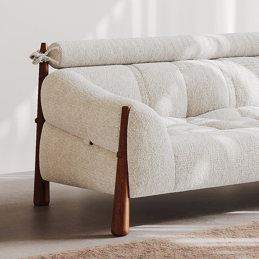 Modern Bouclé Upholstered Wooden Frame Lounge Sofa