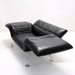 Load image into Gallery viewer, Modern Sculptural Leather Lounge Chair Adjustable Armrest Accent Chair with Metal Legs Contemporary Artistic Seating
