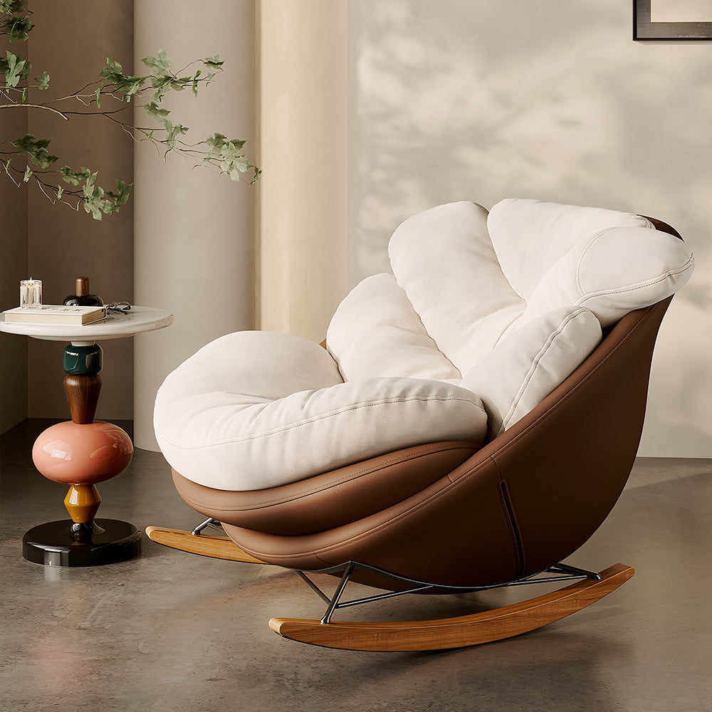 Modern Rocking Chair  Plush Comfort Ergonomic Design Durable Wooden Base for Relaxation