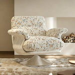 Load image into Gallery viewer, Modern Swivel Lounge Chair with Speckled Jacquard Upholstery Curved Wood Frame and Stainless Steel Base
