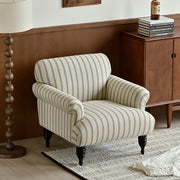 Classic Coastal Striped Rolled Arm Accent Chair for Living Room