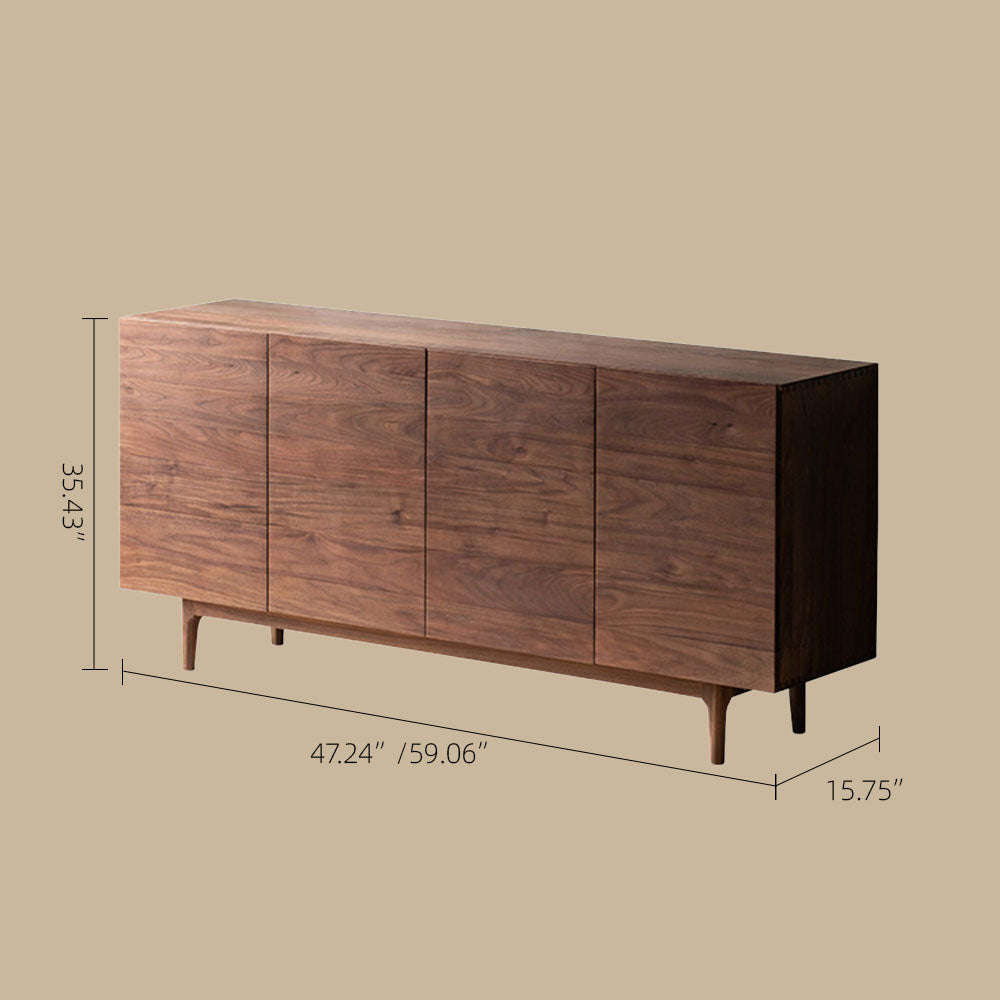 Modern Walnut-Tone Sideboard Minimalist Wooden Storage Cabinet