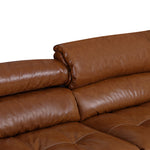 Load image into Gallery viewer, 119.2'' Modern Genuine Leather Power Reclining Sofa Remote Control Adjustable Seats Brown Leather Couch
