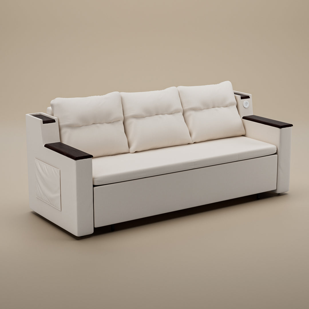 83'' 3-Seater Pull-Out Sleeper Sofa with Storage & USB Port