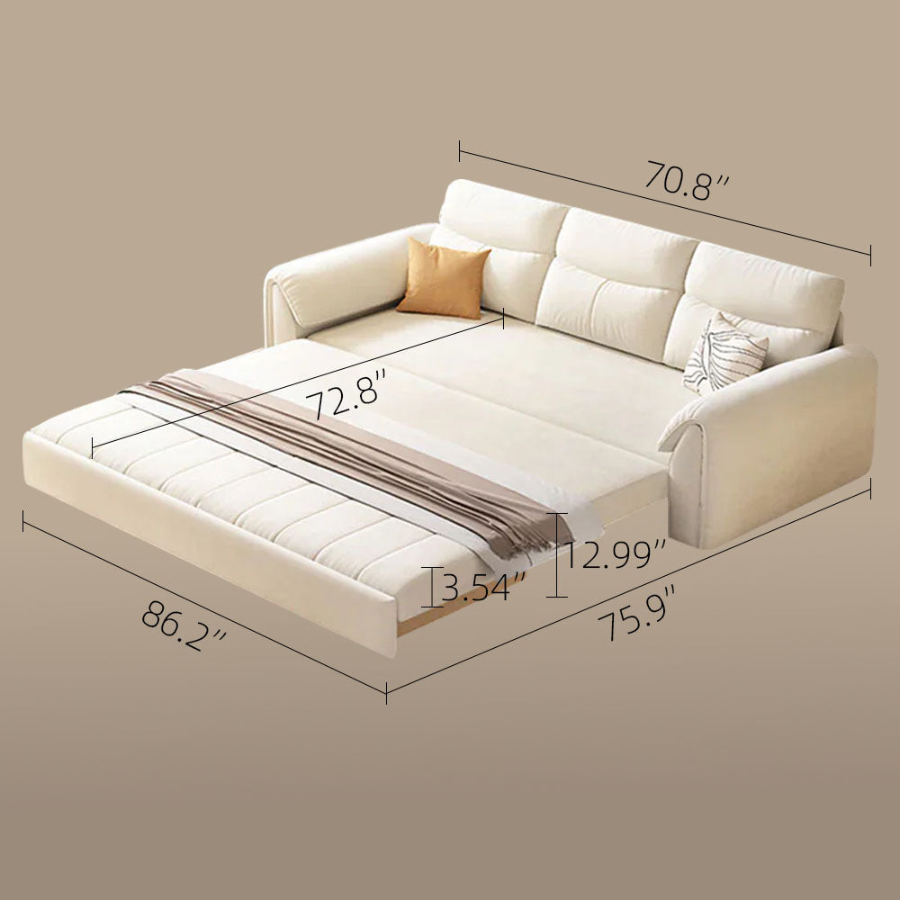 Convertible Sofa Bed Storage Drawer Soft Velvet Upholstery Solid Wood Frame