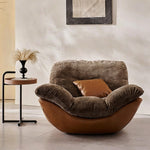 Load image into Gallery viewer, Modern Lounge Accent Chair Faux Leather Base Plush Fabric Cushion Low Profile Lazy Sofa Chair
