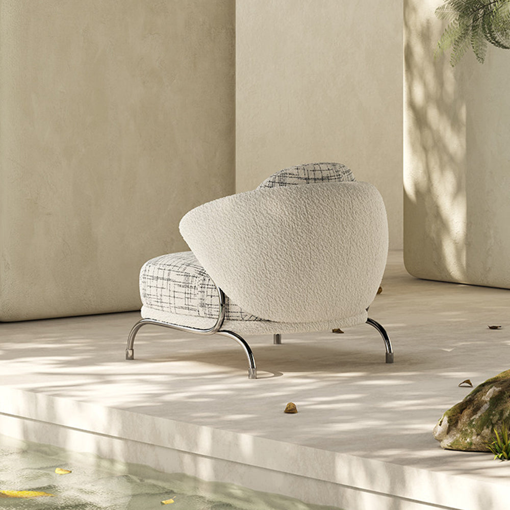 Modern Artistic Lounge Chair with Curved Back and Pattern Upholstered Accent Design