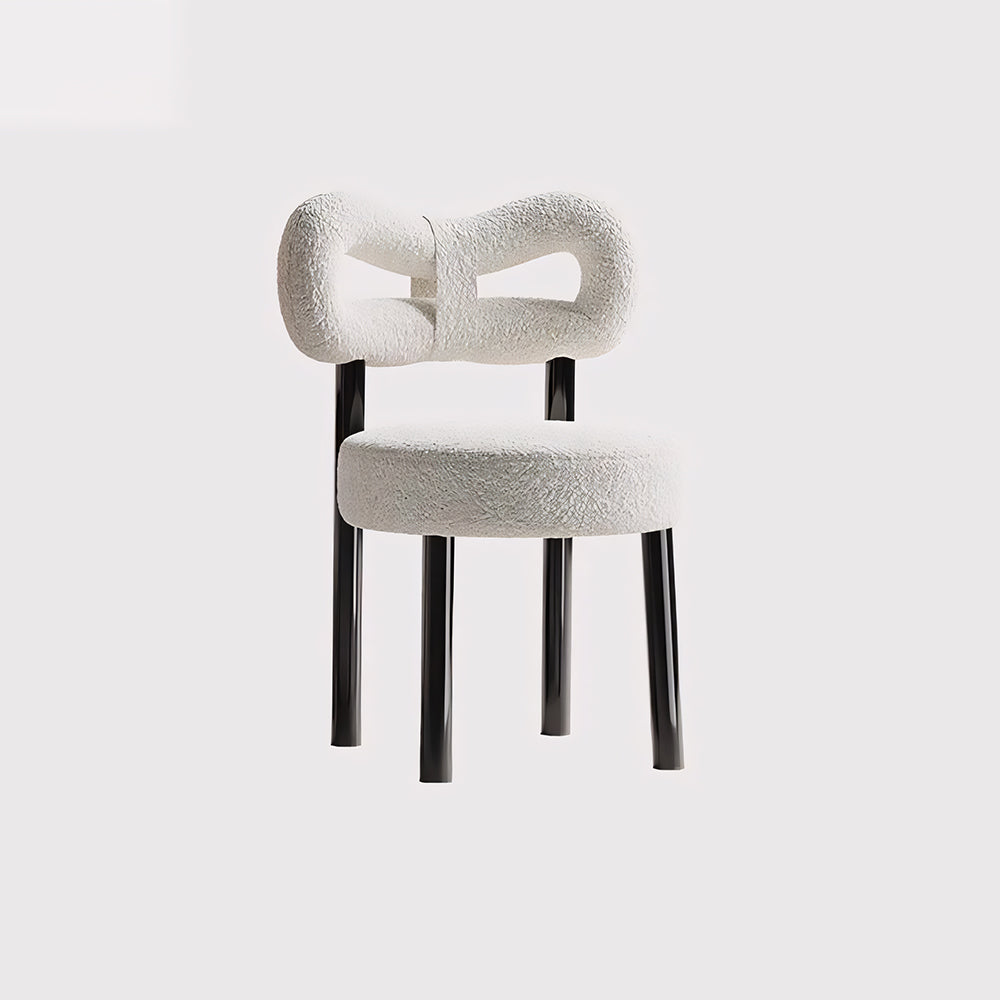 Modern Bouclé Dining Chair with Sculptural Open Backrest 1 Piece