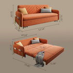 Load image into Gallery viewer, Convertible sofa bed transitioning from sofa mode to flat bed mode
