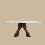 Load image into Gallery viewer, Luxury Sintered Stone Dining Table with Artistic Walnut Wood
