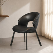 Modern Curved Dining Chair Set of 2 with Upholstered Seat & Carbon Steel Frame