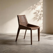 Modern Brown Leather-Look Dining Chair with Integrated Legs 1 Piece