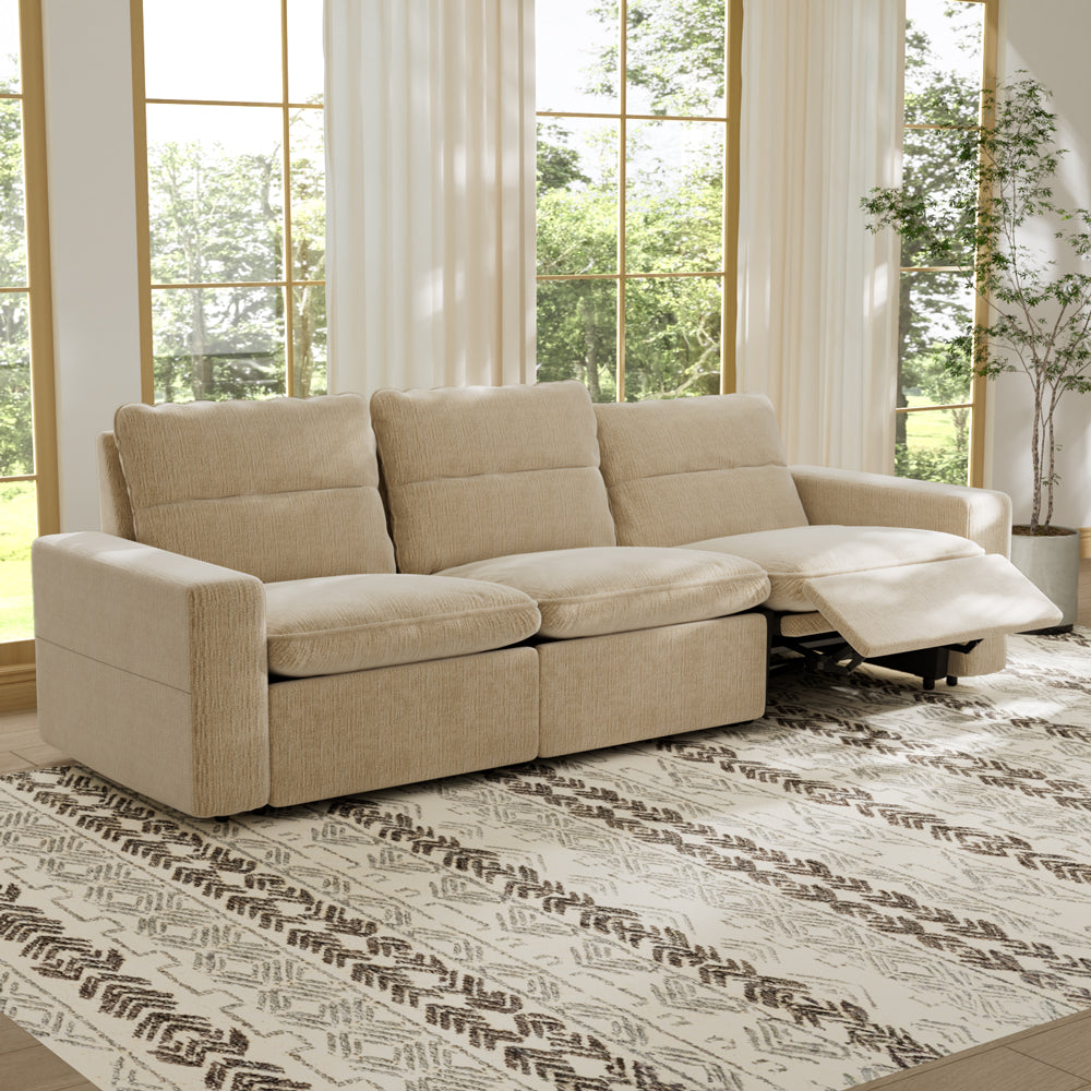 115.35'' CloudLuxe Power Reclining 3-Seat Sofa Linen Fabric Cloud Comfort