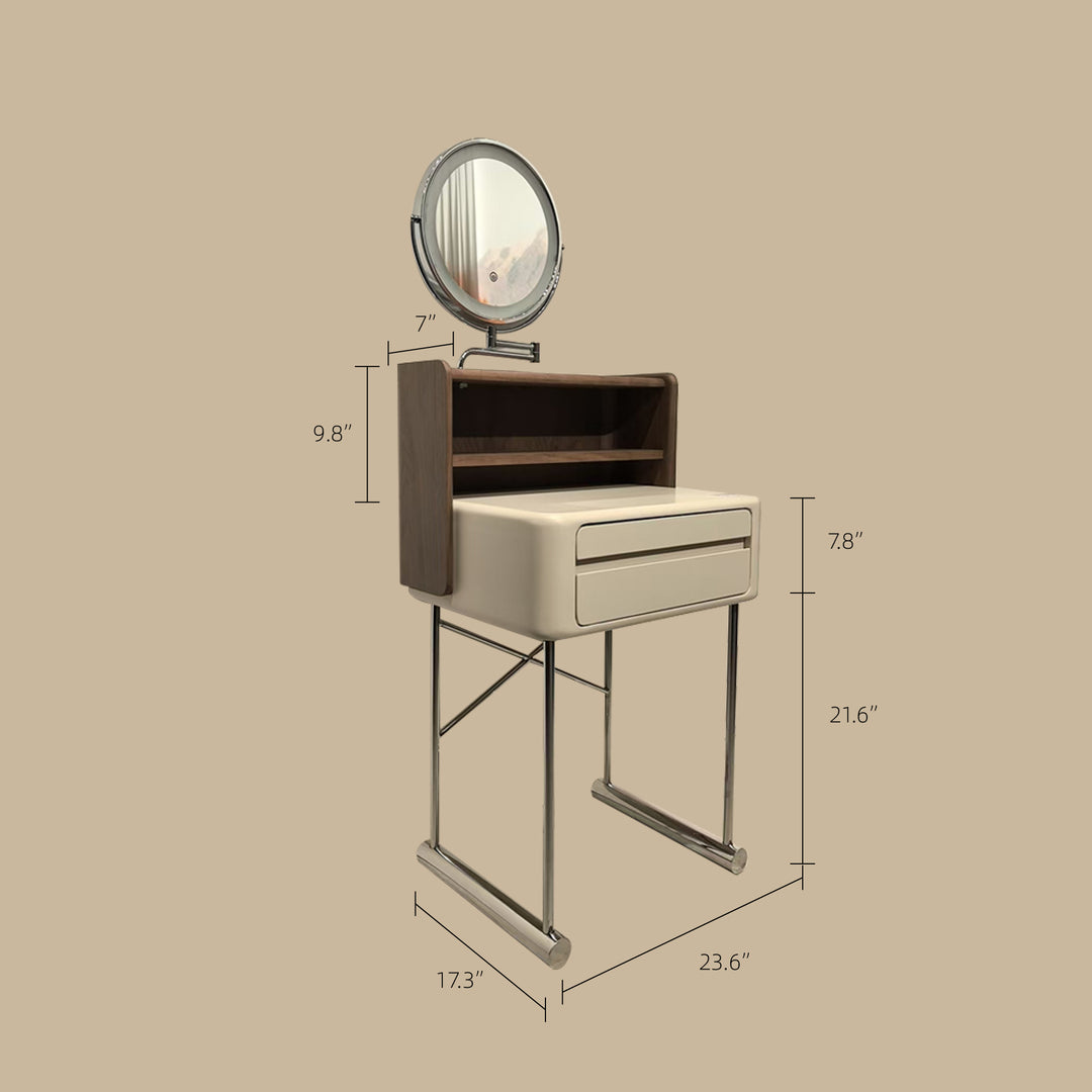 Luxury White Makeup Vanity Modern Compact Table with LED Mirror