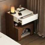 Load image into Gallery viewer, Modern Nightstand with Drawer and Open Shelf Wooden Bedside Table with Built-in Pet House Contemporary Storage Cabinet
