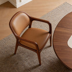 Load image into Gallery viewer, Modern Walnut Wood Dining Chair with Brown Upholstered Seat and Back 1 Piece
