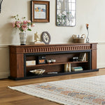 Load image into Gallery viewer, Modern Walnut TV Stand with Fluted Detail and Open Storage Shelf

