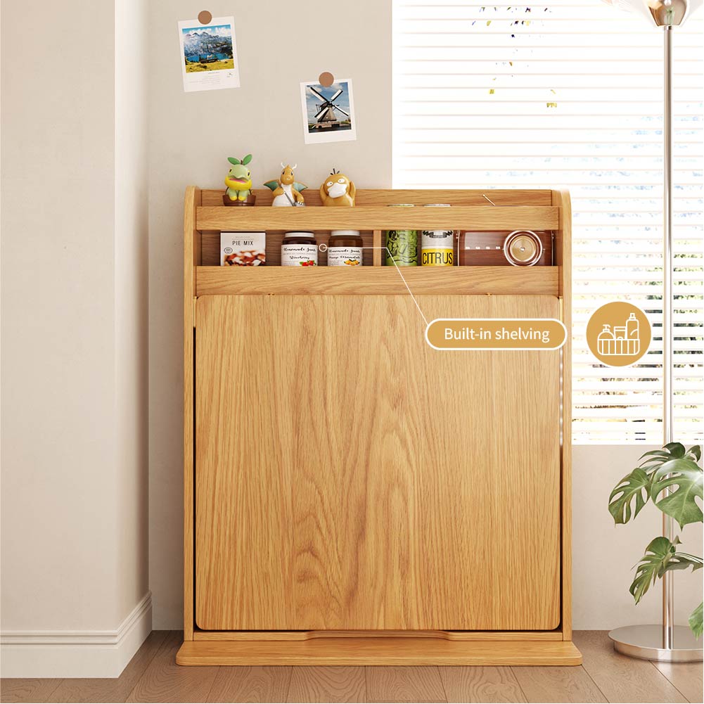 62" Wall-Side Murphy Foldable Dining Table with Integrated Shelf Storage