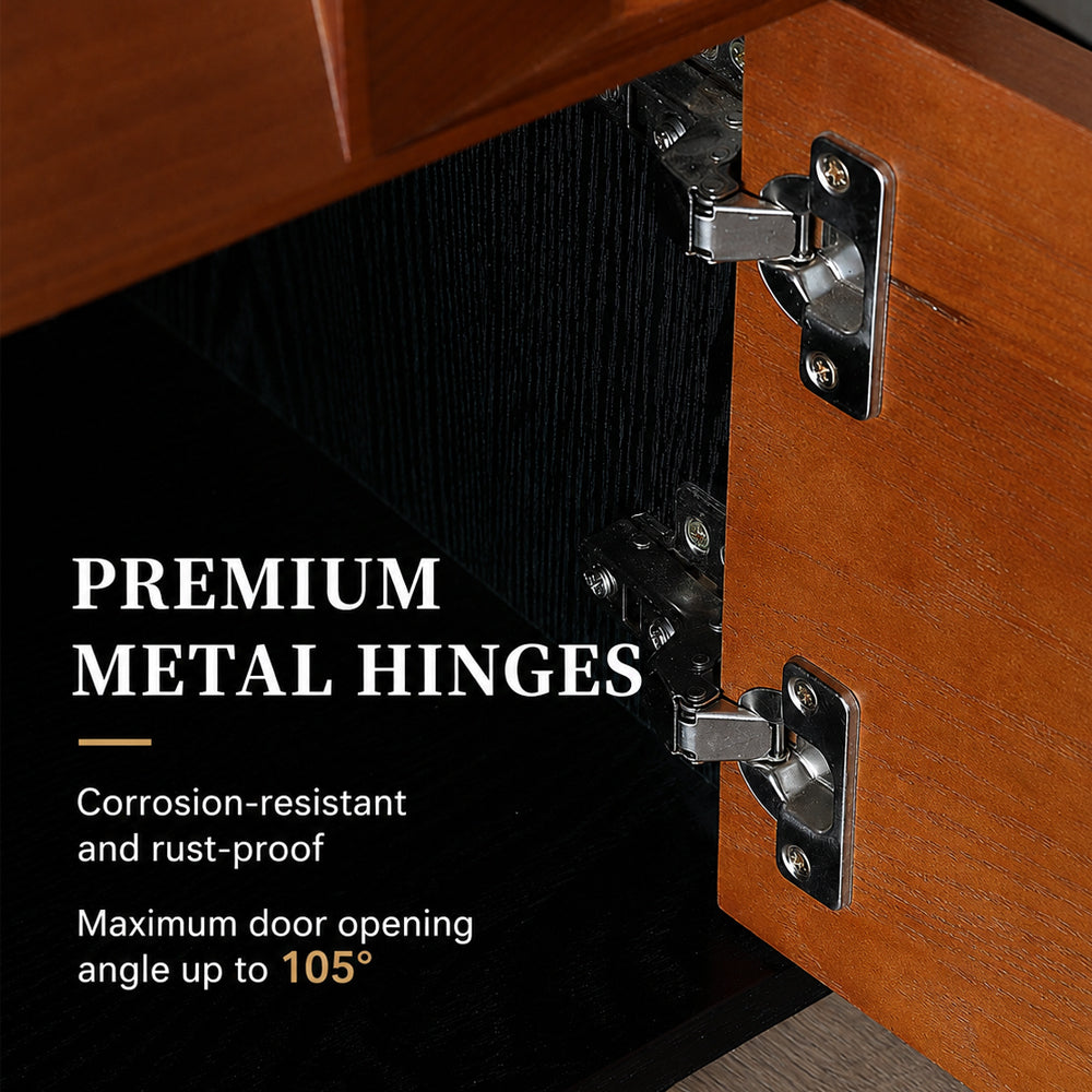 86.6'' Geometric 3D Pattern Walnut TV Stand Cabinet With Drawers