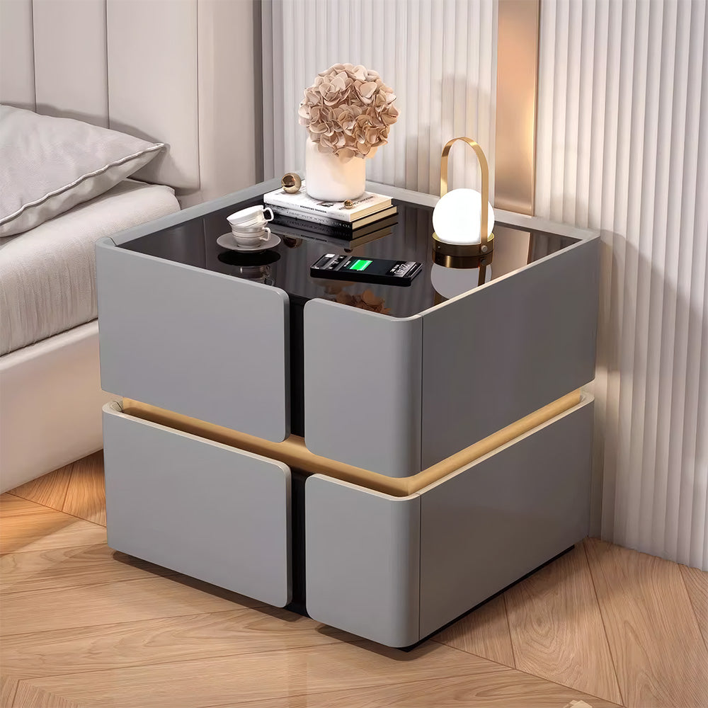 Smart Nightstand with Wireless Charging USB Ports & Motion Sensor Light