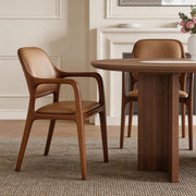 Modern Walnut Wood Dining Chair with Brown Upholstered Seat and Back 1 Piece