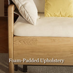 Load image into Gallery viewer, Close-up of solid wood frame and cushioned sponge fabric upholstery
