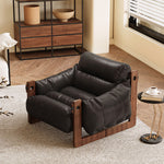 Load image into Gallery viewer, Modern Oil Waxed Leather Lounge Chair Solid Wood Frame Deep Seat Vintage Accent Armchair
