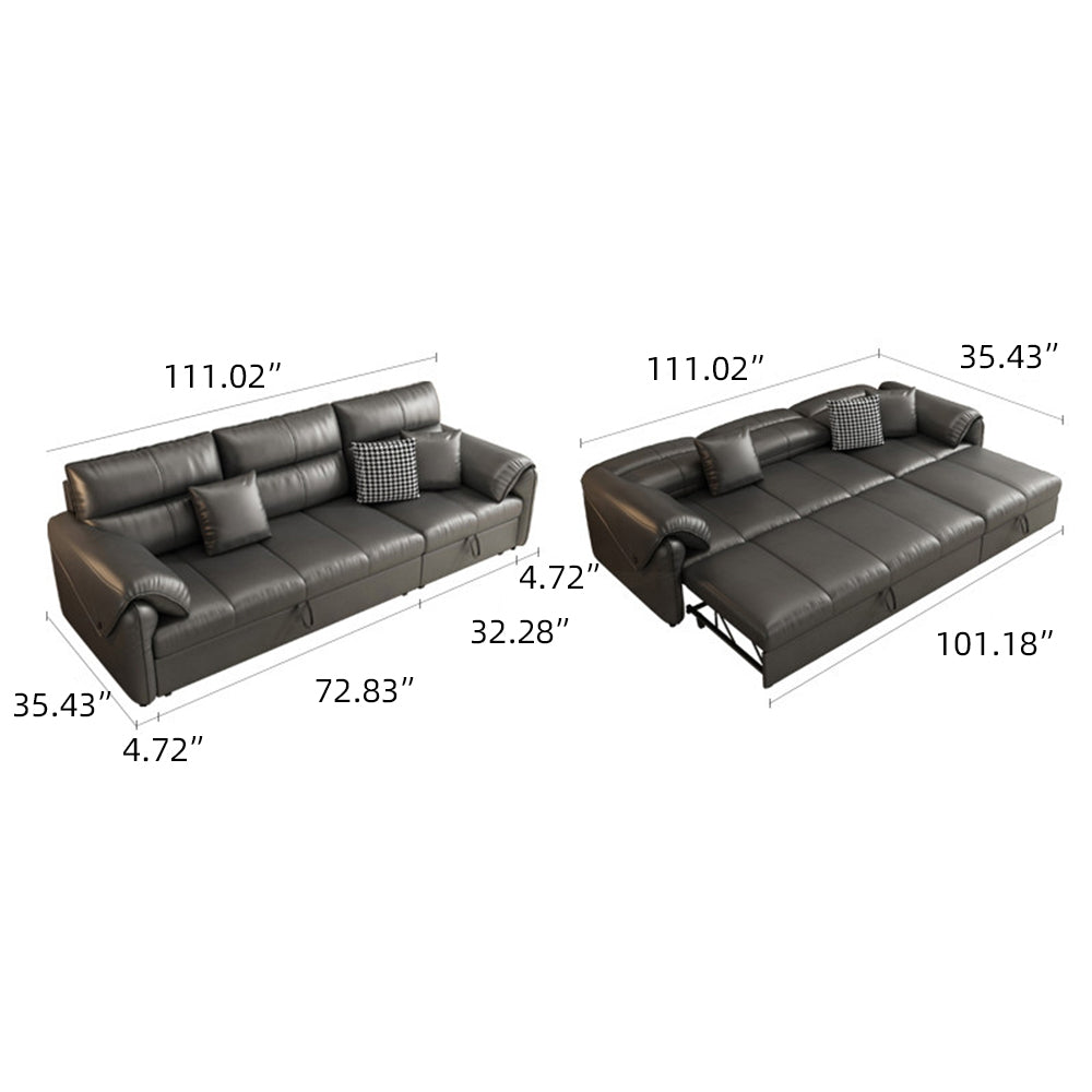 Modern Faux Leather Sofa Bed Convertible Sleeper with Pull Out Design Pet Friendly
