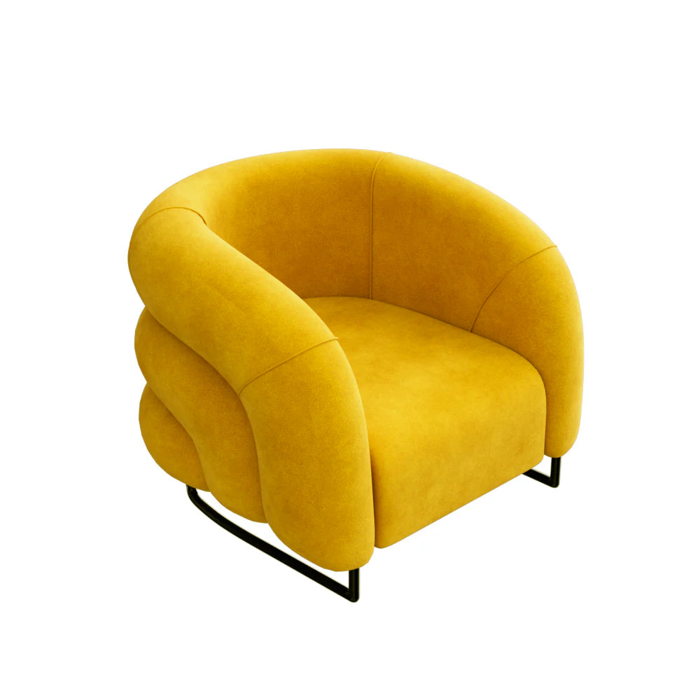 Accent Armchair Modern Faux Leather Upholstery Cloud-Inspired Cushion Design Sturdy Metal Base