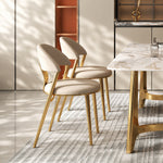 Load image into Gallery viewer, 2 PCS PU Upholstered Dining Chair with Polished Gold Metal Legs
