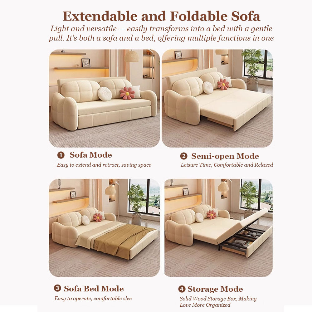 81'' Pull-Out Convertible Storage Sofa Bed Multifunctional Sleeper Couch with Cat-Scratch-Resistant Velvet and Hidden Drawers