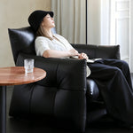 Load image into Gallery viewer, Modern Tufted Faux Leather Lounge Chair Deep Seat Accent Armchair with Sculptural Design
