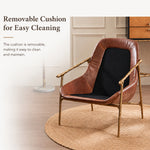 Load image into Gallery viewer, Vintage Leather Lounge Chair Mid Century Accent Chair with Wrought Iron Fram
