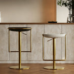 Load image into Gallery viewer, Modern Adjustable Swivel Bar Stool with Black Upholstered Seat and Gold Metal Base 1 Piece
