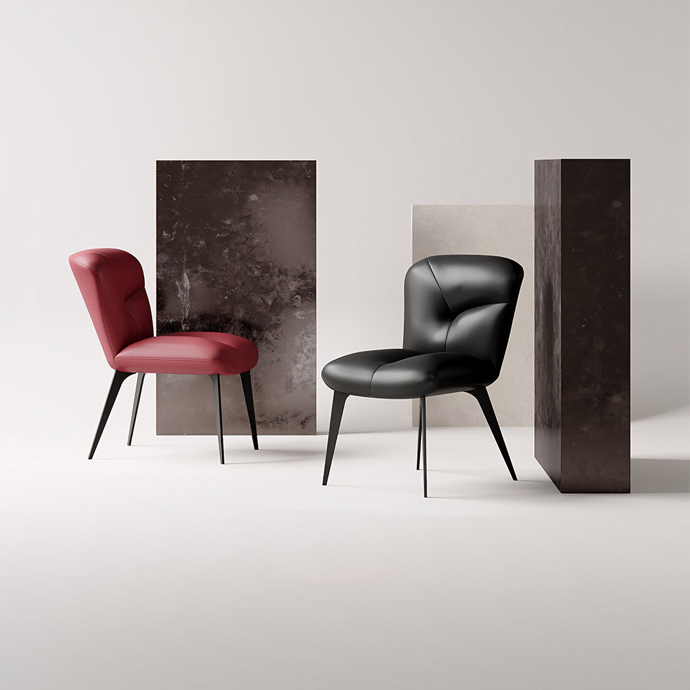 Modern Curved Leather Dining Chair 1-Piece Upholstered Accent Chair