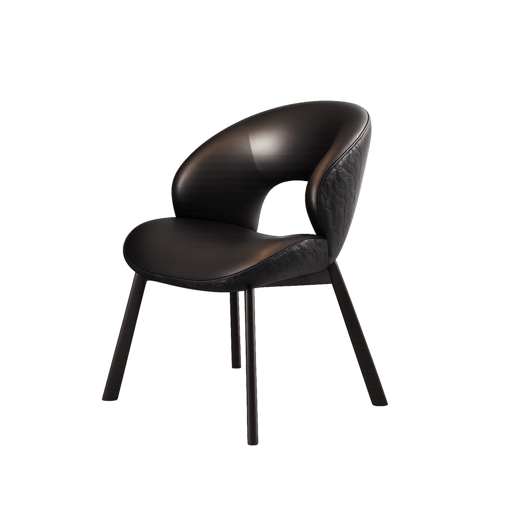 Modern Curved Dining Chair Set of 2 with Upholstered Seat & Carbon Steel Frame