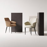 Load image into Gallery viewer, Modern Faux Leather Dining Chair with Curved Armrests and Metal Legs 1 Piece
