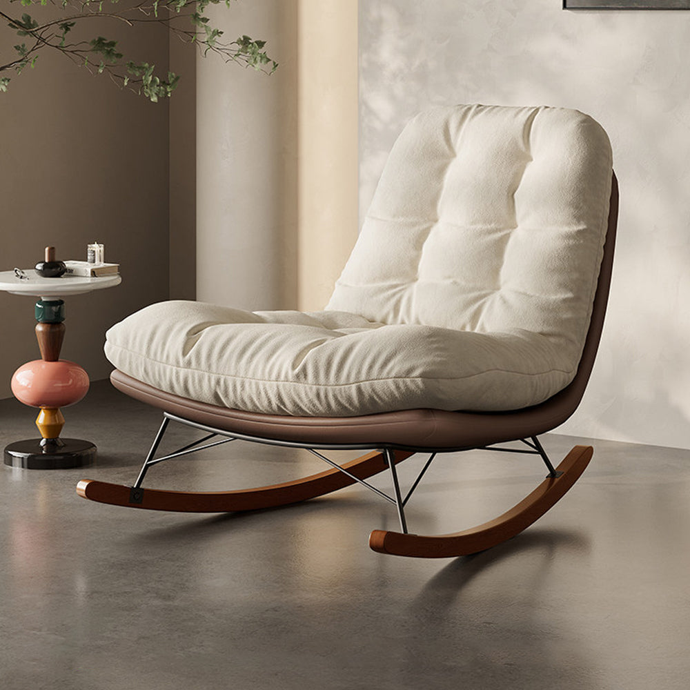 Modern Rocking Lounge Chair with Oversized Cushion Upholstered Accent Chair