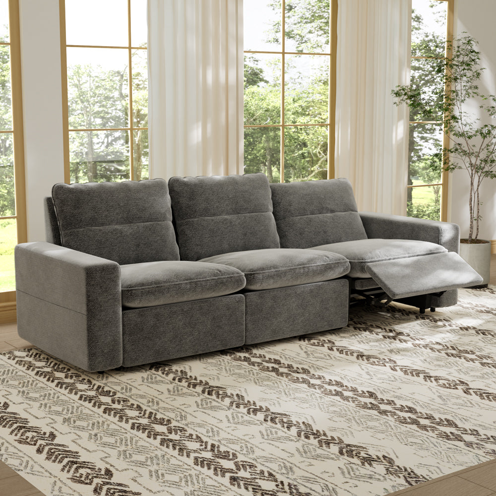 115.35'' CloudLuxe Power Reclining 3-Seat Sofa Linen Fabric Cloud Comfort