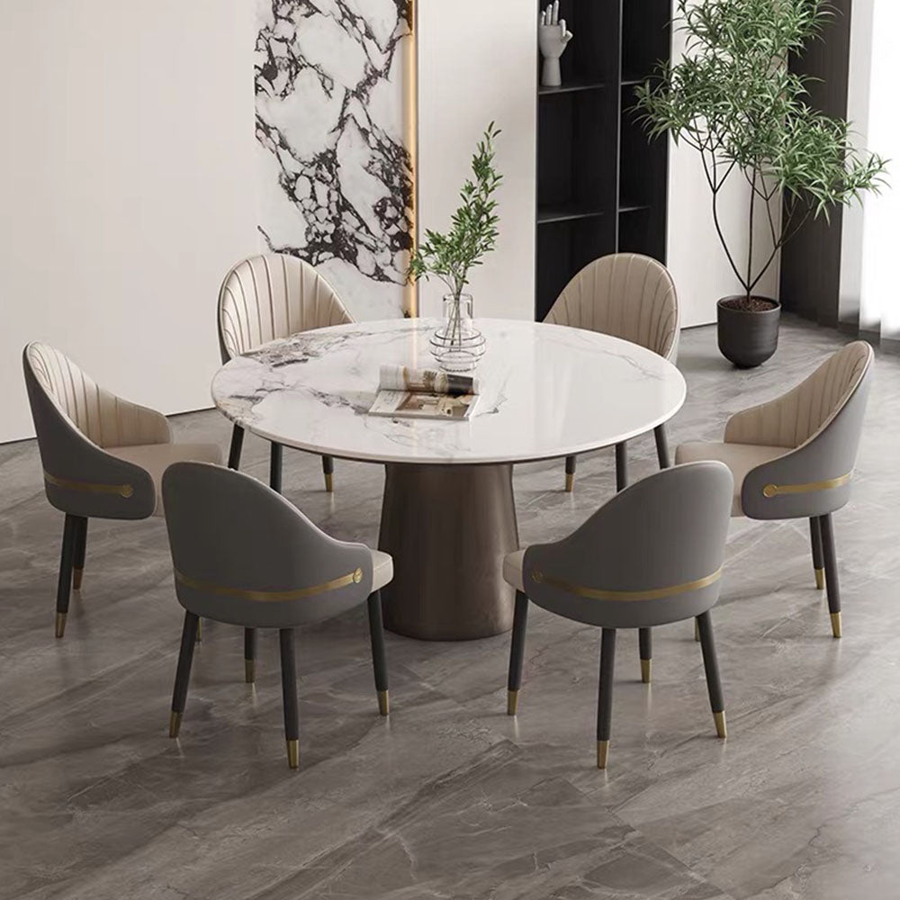 Set of 2 Modern Luxury Dining Chairs with Curved Backrest and Dual-Tone Upholstery